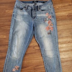 Flower Embroidered Jeans